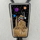 Navajo Sterling Silver Space Landscape Inlay Bolo Tie Native American Jewelry