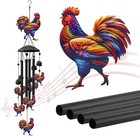 Large Rooster Wind Chimes Outdoor Garden Decor Colorful Aluminum Tubes Hanging