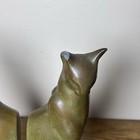 Vtg Mid Century Modern Brass Egyptian Cat Bookends Set Art Deco Style Sculptures
