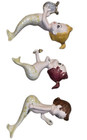 Vintage 50 s Set Of 3 Lefton  Mermaid Ceramic Wall Plaque