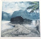 Serge Czerefkow Gres- Aquatint - Black Rock - Sign   Dated 1949 s Erge Gres