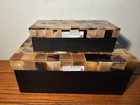 Vintage Rare Set Of 2 Manorisms Raw Horn Estate Box slim Box trinket Box Set