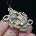 2 Inch Old Chinese Tibet Silver Handmade Pisces Fish Necklace Pendant Collection