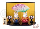 Yakushigama Japanese Hinamatsuri Rabbit Figurine Display 2 Dolls In Chirimen