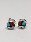 Zuni Sunface Post Earrings By John Cheama Multistone Native American 