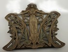 Antique Art Nouveau Lady Of The Sea Bronze Book Holder Stunning Original Paint  