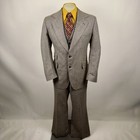 Vintage Sears 3 Piece Suit Mens 44 Jacket 36 30 Pants Bell Bottom Leisure 70s