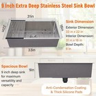33 x22  Drop In Kitchen Sink Stainless Steel Top Mount Single Bowl Basin W  Kits