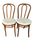 Pair Of  Vintage Thonet Bentwood Bistro Cafe Upholstered Seats Chairs - Rare  