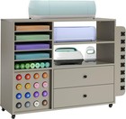 Rolling Craft Table Compatible With Cricut Maker 24 Vinyl Roll Holders 2 Drawers