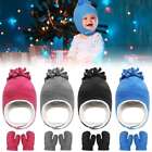 Winter Warm Fleece Lined Beanie Hat Cap Gloves Set Baby Toddler Kids Boy Girl