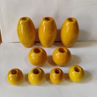 Vintage Yellow Wood Craft Beads For Macrame  Jewelry  Crafting Lot Of 9 Retro