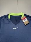Nike Court Dri-fit Tennis Shirt Blue Player Issued Dr6548-491 Men   s Size Large