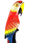 20  Wood Red Parrot Statue On Stand Carving Painting Head Art African Tropical