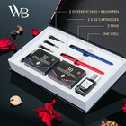 Wordsworth And Black Calligraphy Kit  Black  2 Pens 18ml Bottle  60 Inks  Refill