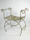 Vintage Vanity Stool Bench Metal Fancy Scroll Mcm Hollywood Regency 28 