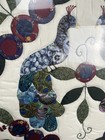 Vintage Hand-appliqu  d Peacock Textile Art     Framed Quilt 27   x27    Wall Art