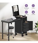 Easy In Beauty Black Aluminum Rolling Makeup Trolley Case With Drawers   Led Mi   