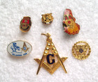 Five  5  Mixed Masonic And Shriner Lapel Pins And One  1  Pendant