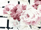 Antique French Pink Roses Cotton Fabric Panel 1900 s