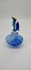 Blue Swirled Art Glass Perfume Bottle Glass With Tropical Fish Stopper