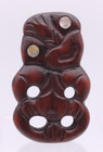 Vintage Tiki Maori Hand Carved Wood Teko Paua Shell Eyes New Zealand Timber