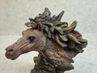 Rustic Resin Horse Head Figurine On Rock Base     6    Decorative Statue
