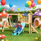 Wooden Toddler Outdoor Playset  Swing Set With Slide And Fort For Backyard Kids