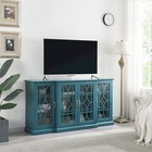 63 tv Console Table Storage Buffet Cabinet Sideboard With Glass Door Living Room