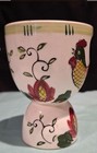 Vintage Double Egg Cup  early Provincial  W rooster  Rose  Yellow Band By Ucagco