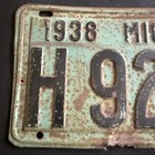 1938 Michigan License Plate Tag Original 