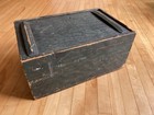 Antique Primitive Painted Green Wooden Slide Top Box Old Nails