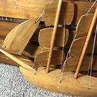 Small Vintage Hand Carved Wooden Ship With Wooden Sails Length Sailing Boat