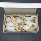 Vintage Ceramic Cat Figurines Set Of 3 White Kittens Pink Bows Miniature Nib
