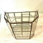 Vintage Brass   Glass Minature Display Case W Mirror Curio Cabinet 12   