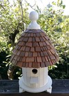 Vintage Round Dovecote Barrel Wood Bird House Hand Made Table Lamp 17  Tall