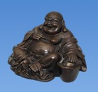 Vintage Chinese Red Copper Budai Statue - Happy Buddha Wealth Charm Artifact