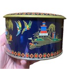 Daher Vintage Round Tin  Made In England revival Chinoiserie Asian Landscape
