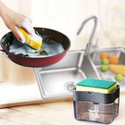 1pc Kitchen Soap Dispenser With Sponge Holder Dishwashing Pump Station - New