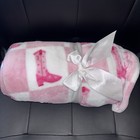 Nwt Palmetto Moon Cowgirl Micro Plush  So Soft Blanket Throw 52 X 66 Pink White