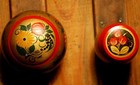 Vintage Set Of 2 Russian Khokhloma Lacquer Trinket Boxes Hand Painted With Lids