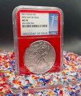2017  1 Silver Eagle First Day Of Issue Ngc Ms70 Red Core  spotless   No Toning 