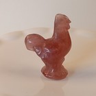 Strawberry Quartz Crystal Rooster Carving Pink Stone 17g   E35