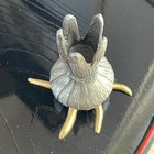 4  Cast Pewter   Brass Garlic Bulb Candle Holder Signed W Initial