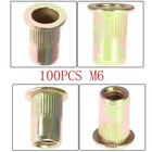 100 Pack Carbon Steel M6 Metric Rivet Nut Flat Head Threaded Insert Nutsert