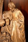 Antique 15  Hand Carved Wood Nativity Set Scene Holy Family Statue Sculpture