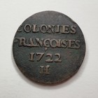 1722-h French Colonies Sou  Or 9 Deniers - La Rochelle Mint - Colonial Coin