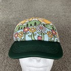 Life Is Good Hat Cap Snap Back Youth Xl Girls Green Floral Graphic Trucker Mesh