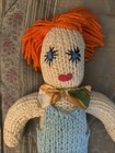 Vintage Handmade Crochet Doll Orange Hair Bow Tie 15 In  Ooak