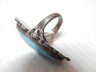 Very Showy Vintage Navajo Sterling Silver Turquoise Statement Ring Sz  6 1 4